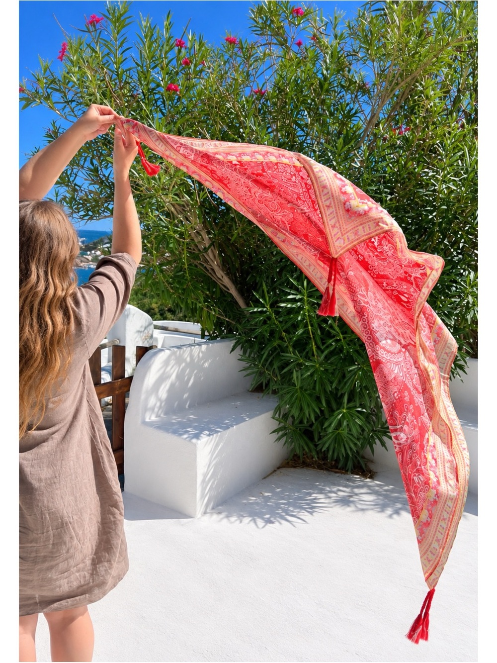 Johnny Was Red Lace Scarf